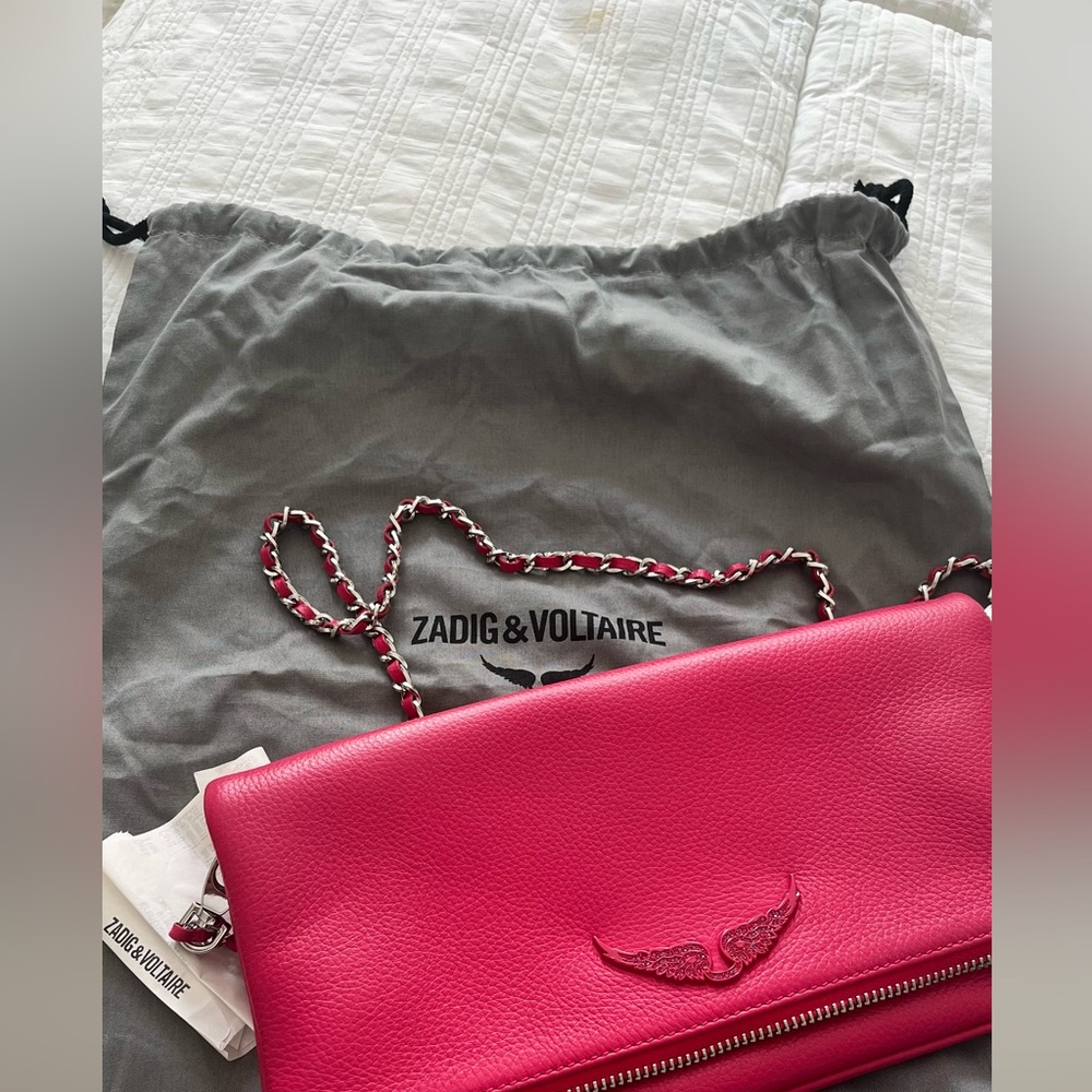 Zadig & Voltaire pink pebbles leather crossbody